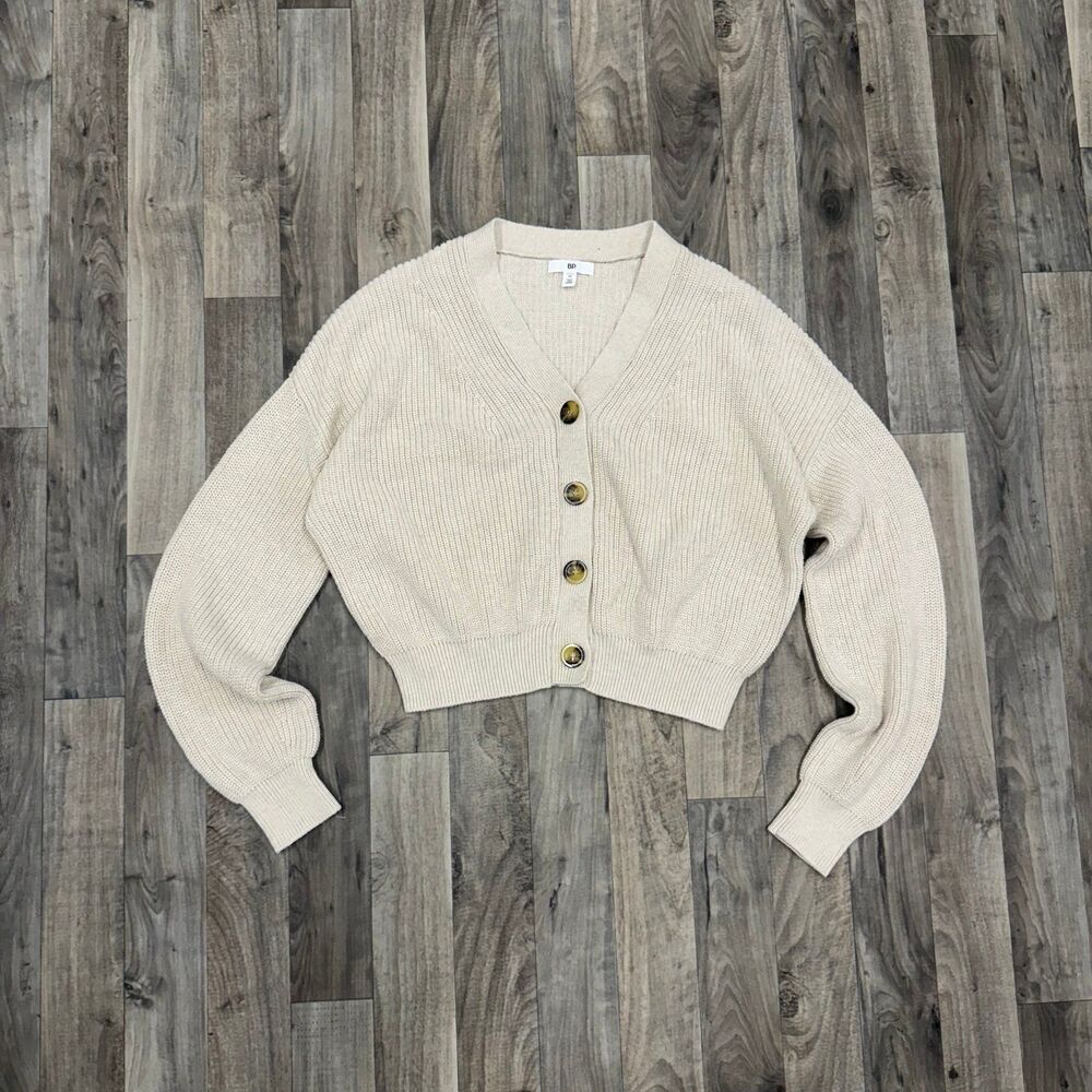 BP Easy button front oatmeal knit cardigan